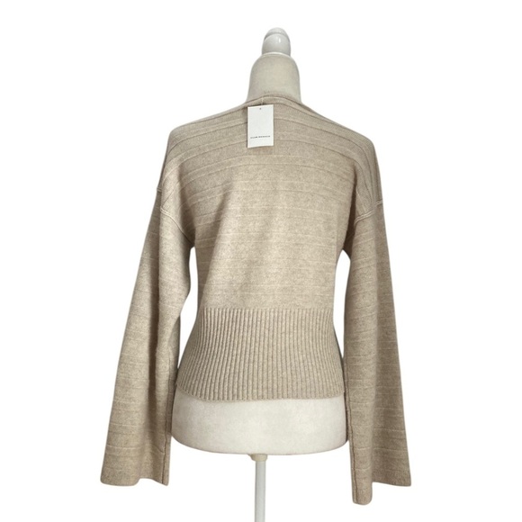 Club Monaco Cashmere Cardigan Sweater NWT Ribbed Bell Sleeves in Creamy Beige - Picture 4 of 11